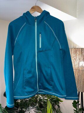 Spyder Women’s Teal Full Zip Hooded Fleece Jacket Size Large Like New